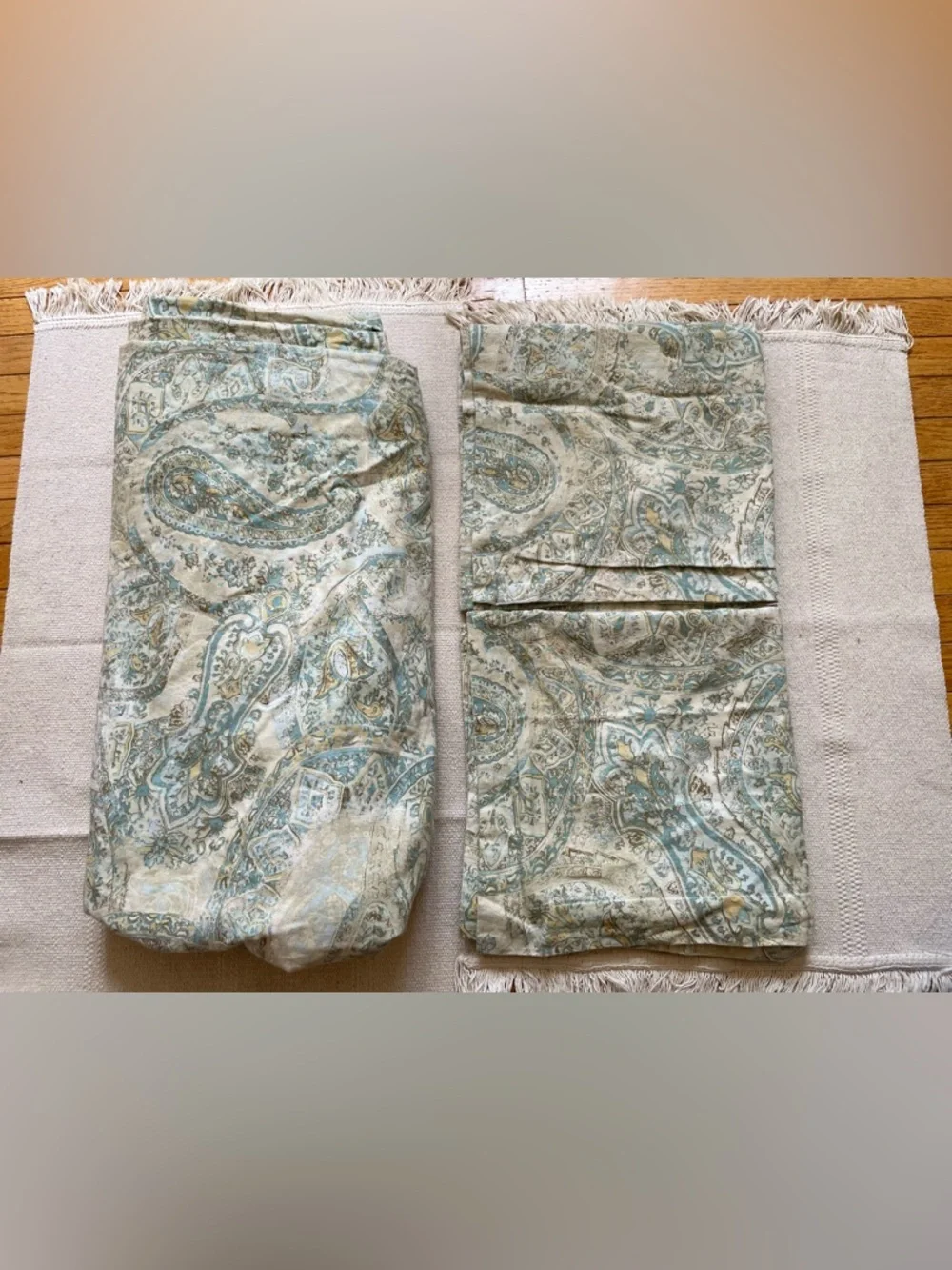 Pottery Barn Paisley Linen Cotton King Duvet And Euro Shams Blue Fresco